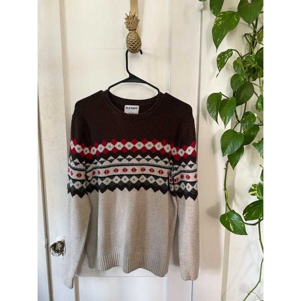 Old Navy men’s size small brown Christmas sweater